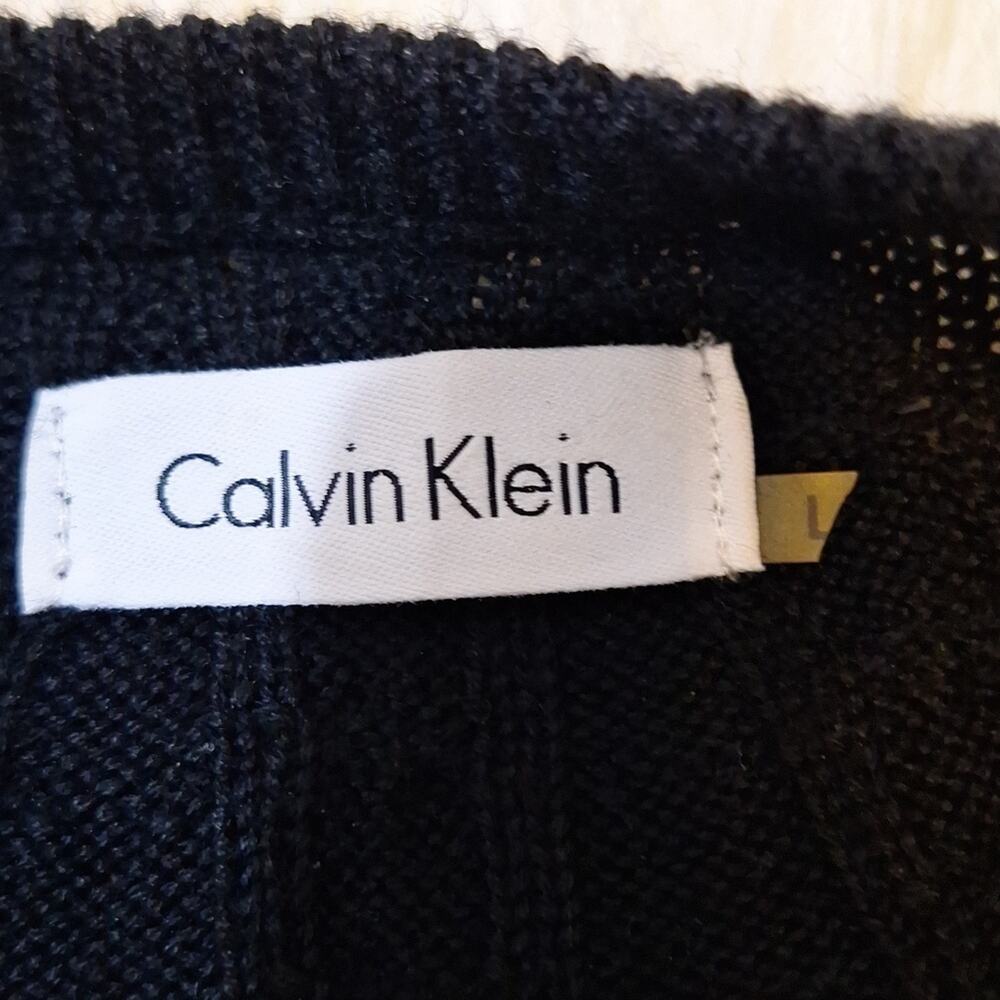 Calvin Klein Merino Wool Blend Cable Knit Stretch Sweater Dress SzL #1290 - Picture 5 of 6